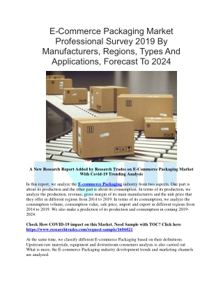 E-Commerce Packaging Market Professional Survey 2019 By Manufacturers, Regions, Types And Applications, Forecast To 2024