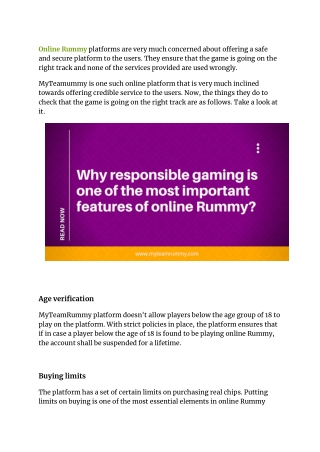 Responsible gaming - An important feature of Online Rummy Platforms