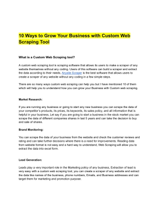 10 Ways to Grow Your Business with Custom Web Scraping Tool