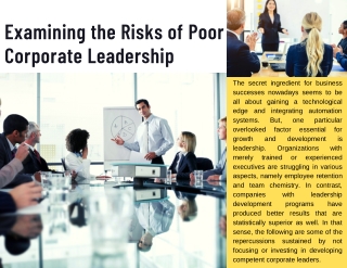 Examining the Risks of Poor Corporate Leadership