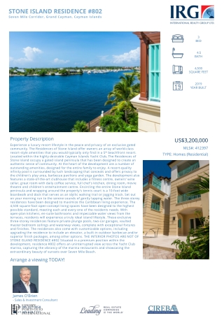 Buy Stone Island Residence #802 - 412397 - IRG Cayman