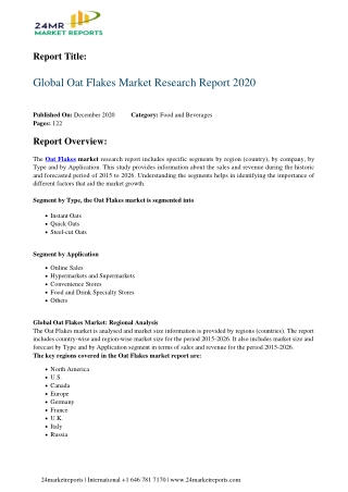 Oat Flakes Market Research Report 2020