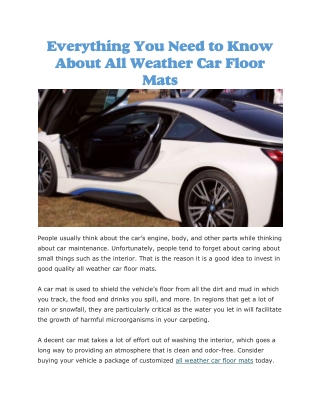 All weather car floor mats