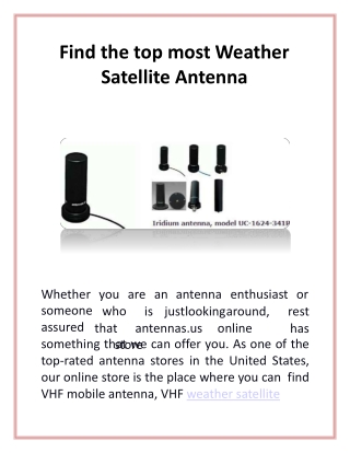 Find the top most Weather Satellite Antenna