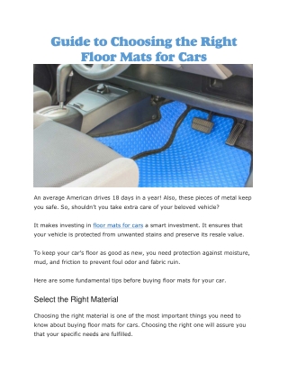 Floor mats for cars