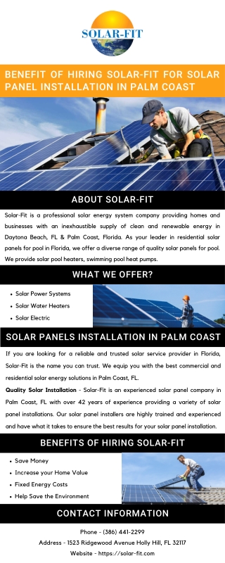 Benefit of Hiring Solar-Fit for Solar Panel Installation in Palm Coast