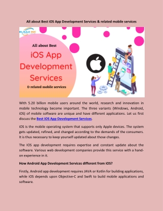 All about Best iOS App Development Services & related mobile services