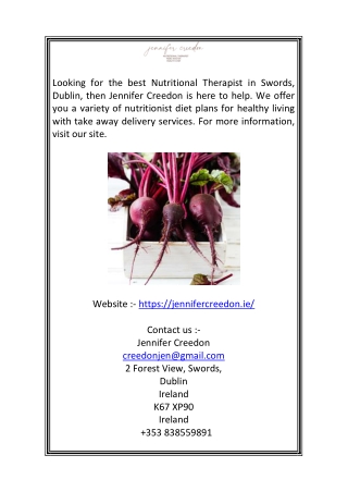 Best Nutritional Therapist In Dublin | jennifercreedon.ie