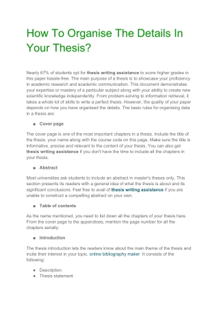 How To Organise The Details In Your Thesis?