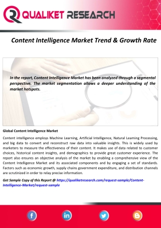 Content Intelligence Market Top Companies, Marketing Strategy, Future Trend and Regional Analysis Report