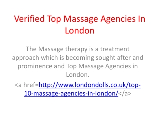 Verified Top Massage Agencies In London