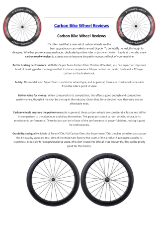Carbon Bike Wheel Reviews