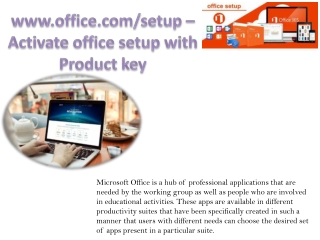 www.office.com/setup – Activate office setup with Product key