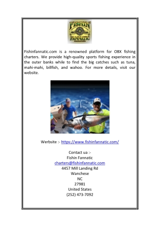 Outer Banks Fishing Charters | Fishinfannatic.com