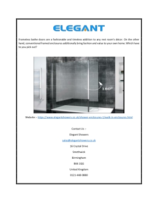 Walk In Shower Enclosures | Elegant Showers