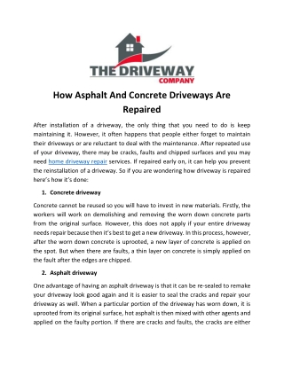 How Asphalt And Concrete Driveways Are Repaired