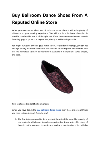 Buy Ballroom Dance Shoes From A Reputed Online Store