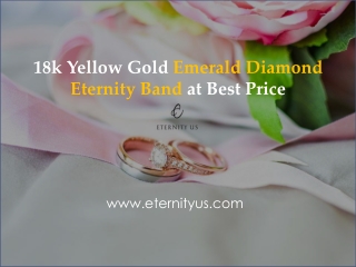 18k Yellow Gold Emerald Diamond Eternity Band at Best Price