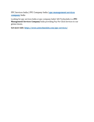 PPC Services India | PPC Company India | ppc management services company India