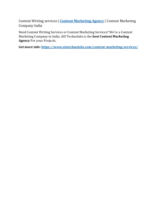 Content Writing services | Content Marketing Agency | Content Marketing Company India
