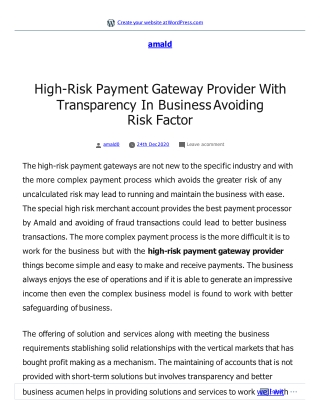 High-Risk Payment Gateway Provider