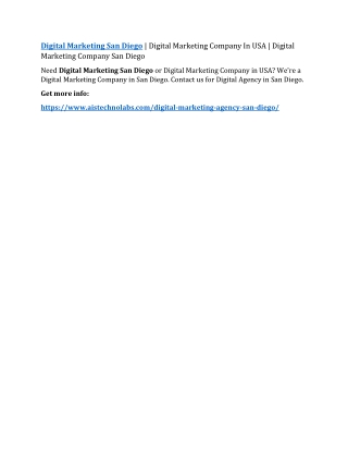 Digital Marketing San Diego | Digital Marketing Company In USA | Digital Marketing Company San Diego