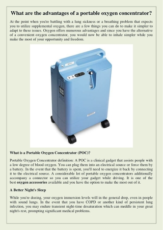 What are the advantages of a portable oxygen concentrator?