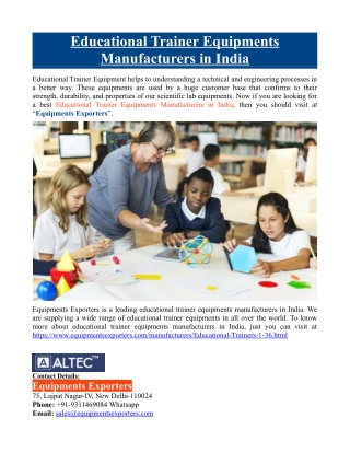 Educational Trainer Equipments Manufacturers in India