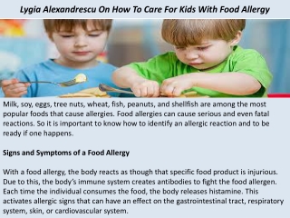 Lygia Alexandrescu On How To Care For Kids With Food Allergy