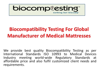 Biocompatibility Testing For Global Manufacturer of Medical Mattresses