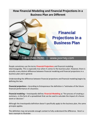 How Financial Modeling and Financial Projections in a Business Plan are Different