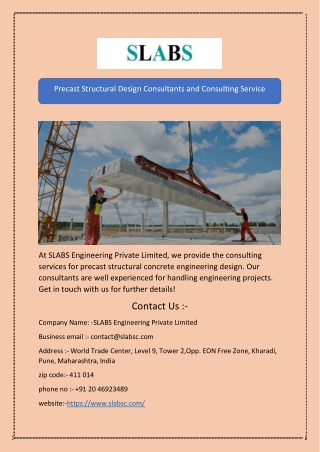 Precast Structural Design Consultants and Consulting Service