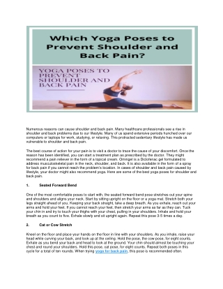 Which Yoga Poses to Prevent Shoulder and Back Pain?