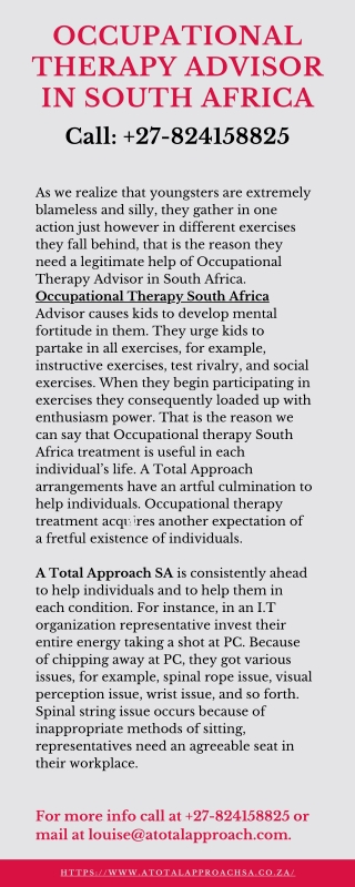 Occupational Therapy Advisor in South Africa