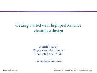 Getting started with high performance electronic design