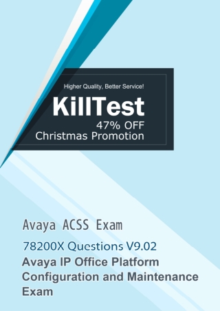 Updated Avaya ACSS 78200X Exam Study Guide V9.02 Killtest