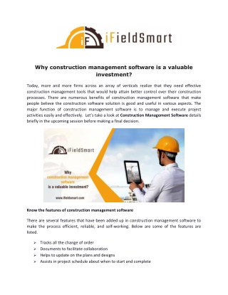 Why construction management software is a valuable investment?