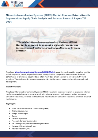 Microelectromechanical Systems (MEMS) Market