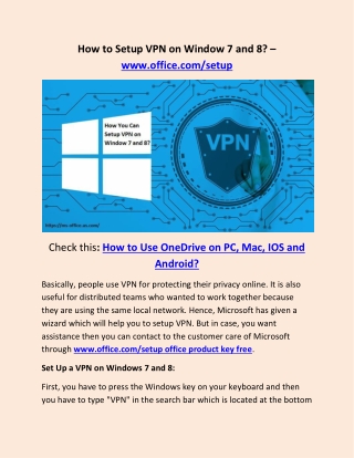 How to Setup VPN on Window 7 and 8? – www.office.com/setup