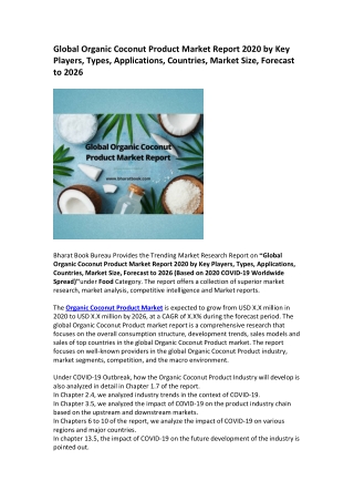 Global Organic Coconut Product Market Research Report 2020-2026