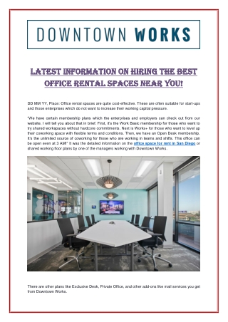 Latest Information On Hiring The Best Office Rental Spaces Near You!