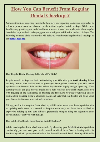 How You Can Benefit From Regular Dental Checkups?