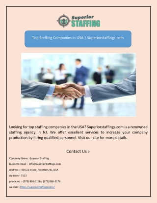 Top Staffing Companies in USA | Superiorstaffings.com