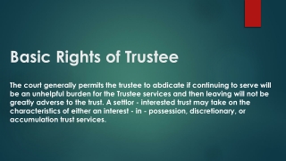 Basic Rights Of Trustee