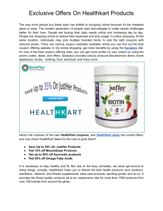 Exclusive Offers On Healthkart Products