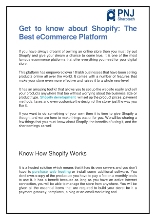 Get to know about Shopify: The Best eCommerce Platform