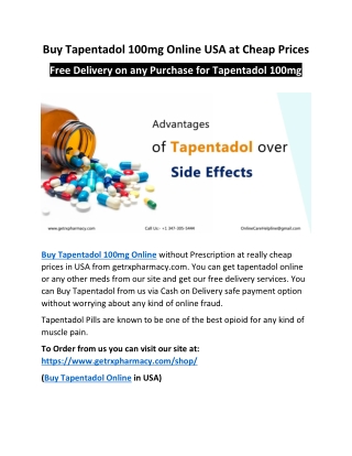 Buy Tapentadol 100mg Online USA at Cheap Prices | Free Delivery on any Purchase for Tapentadol 100mg