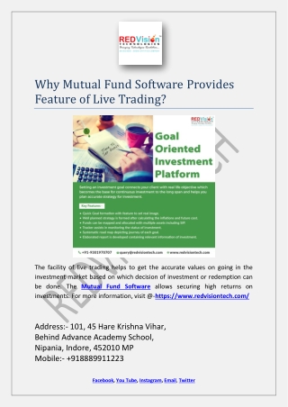 Why Mutual Fund Software Provides Feature of Live Trading?