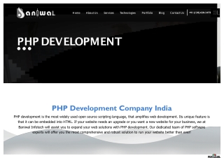 PHP Development Services Provider Company India | Baniwal Infotech
