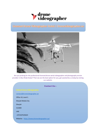 Licensed Drone Videographer Dubai | Dronevideographer.ae